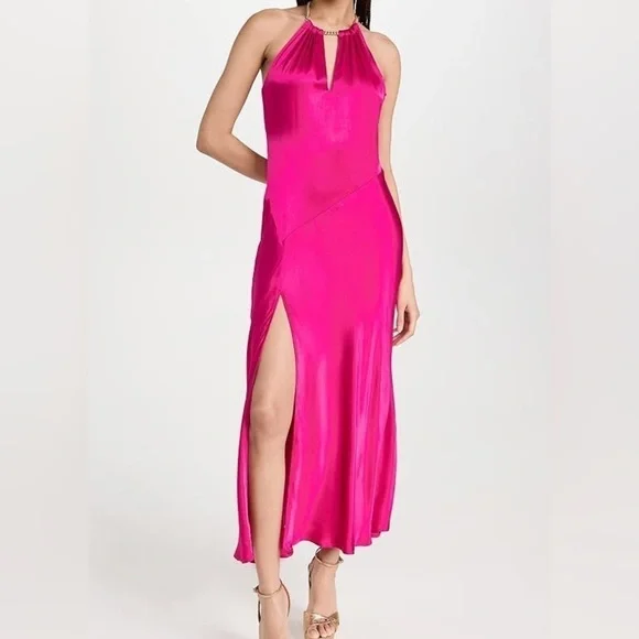 ASTR the label Women's Kazia Dress gold chain halter Size XL new with tag pink - Picture 1 of 12